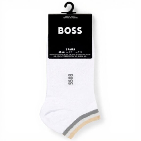 BOSS Calzini Uomo Cotone Stripe Pacco 2 Blu Bianco Nero
