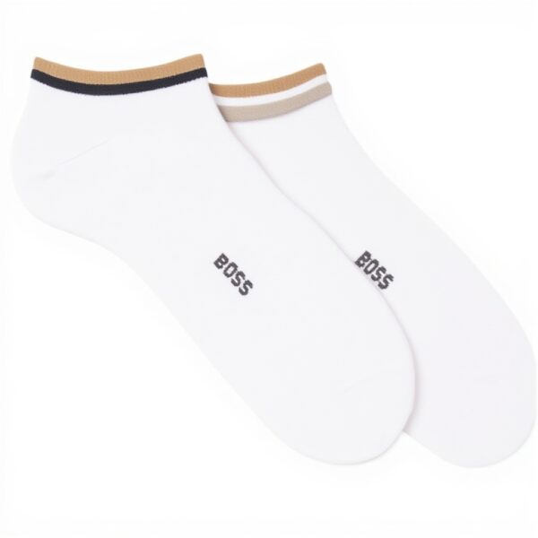 BOSS Calzini Uomo Cotone Stripe Pacco 2 Blu Bianco Nero