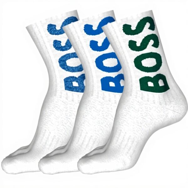 Calzini BOSS Uomo Logo Rib CC Corti Tessuto Qualità