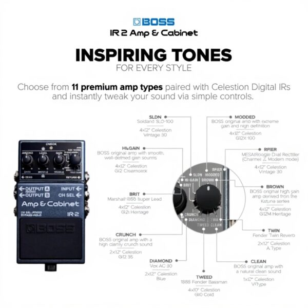 BOSS IR-2 Emulatore Ampli Cabinet Pedale Effetti Chitarra