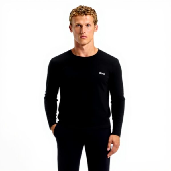BOSS T-shirt Uomo Cotone Maglietta Maniche Lunghe Logo