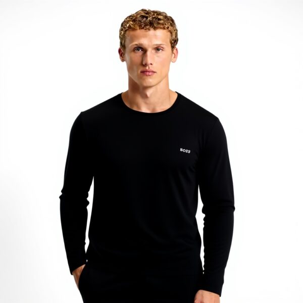 BOSS T-shirt Uomo Cotone Maglietta Maniche Lunghe Logo