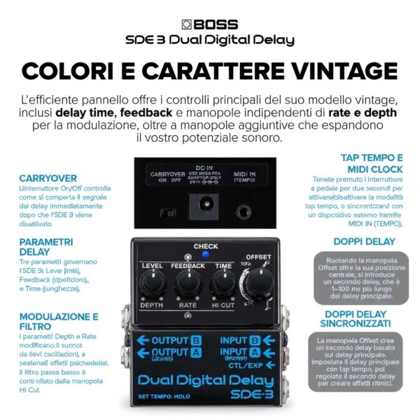 BOSS SDE-3 Pedale Delay Digitale Chitarra Effetti Compatto