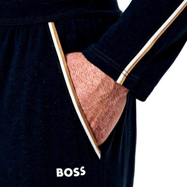 Pantaloni Pigiama Uomo Boss Cotone Elasticizzato Blu Grigio