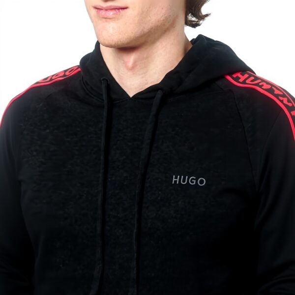 Felpa Uomo Hugo Boss Nero Logo Ricamato Cappuccio