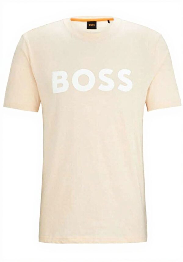 BOSS Thinking 1 Uomo T-shirt Jersey Morbido Logo Gommato