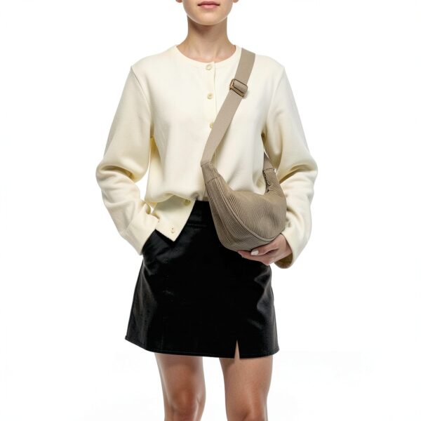 Borsa a spalla donna DKIIL NOIYB tessuto coste design-1