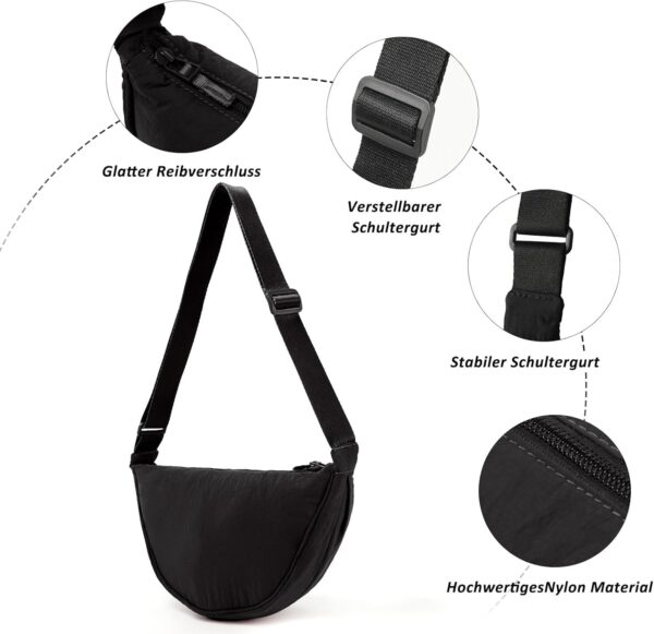 Flycppo borsa a tracolla donna nylon mezzaluna regolabile-5