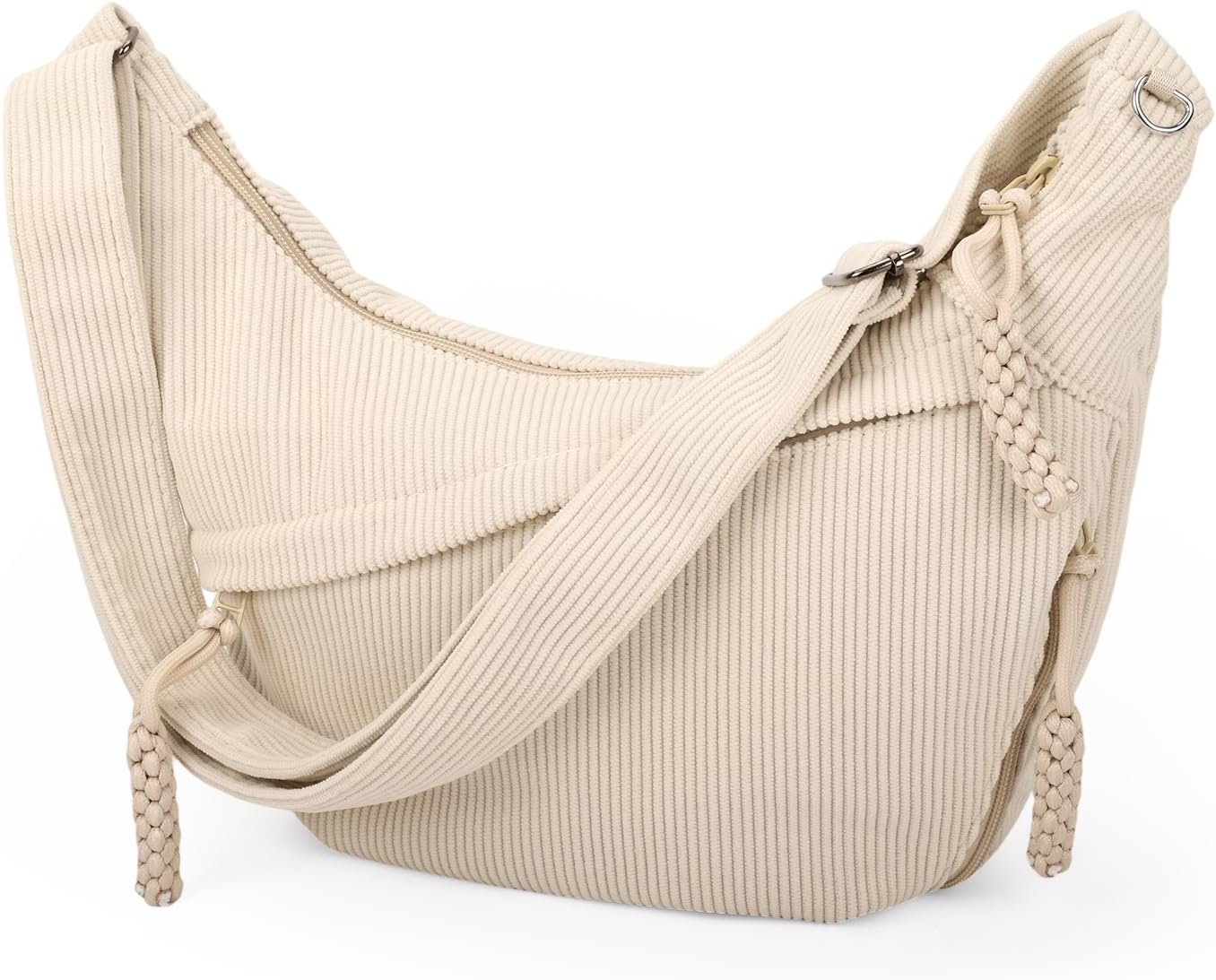 Borsa a tracolla viiotu in velluto a coste con tasche organizzate