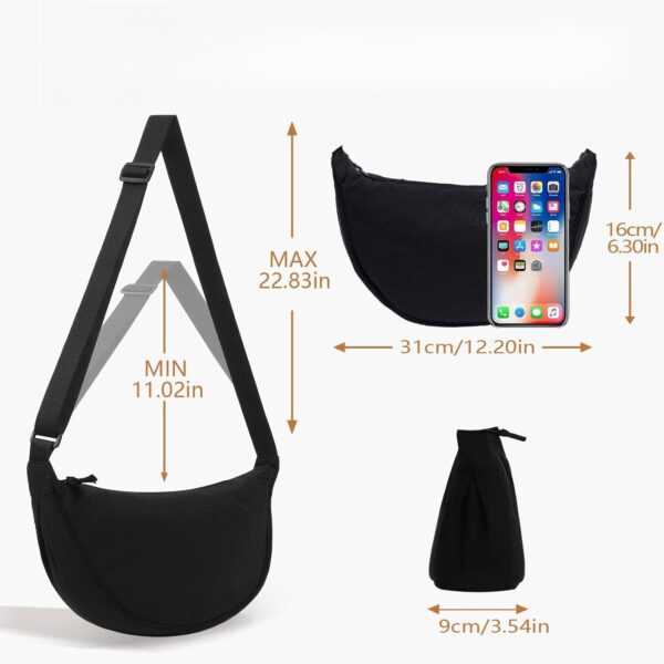 Flycppo borsa a tracolla donna nylon mezzaluna regolabile-4