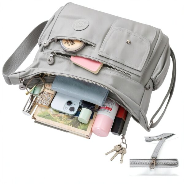 Borsa tracolla donna BTNEEU nylon multi tasche leggera-3