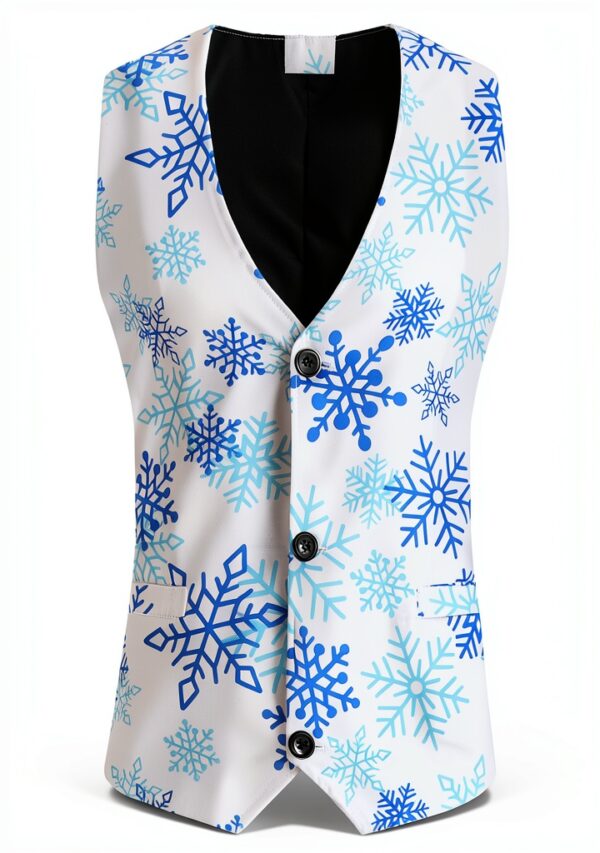 Gilet natalizio uomo bianco blu fiocchi neve feste ufficio