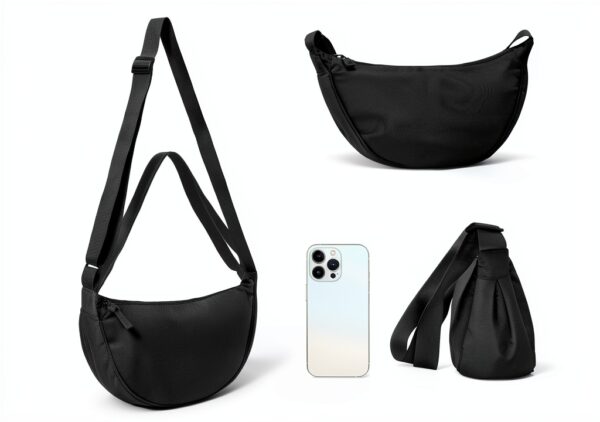 Borsa Mezzaluna Yuson Girl Nylon Donna Tracolla Regolabile-3