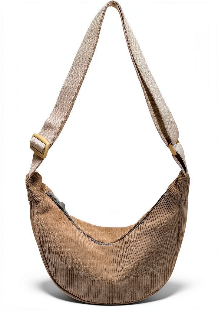 Borsa a spalla DKIIL NOIYB in tessuto a coste con design a mezzaluna