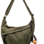 Borsa donna RuiDay velluto a coste verde design mezzaluna-0