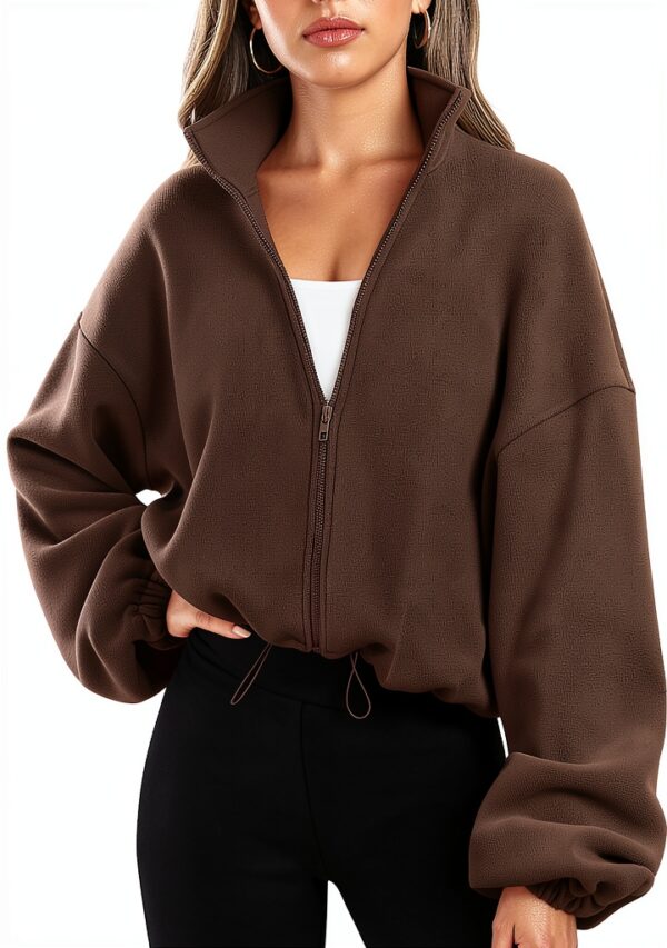EUDOLAH Felpa senza cappuccio pile collo alto zip unisex