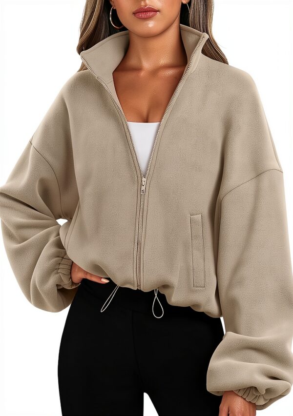 EUDOLAH Felpa Cappotto Pile Rocker Collo Alto Zip Donna Uomo