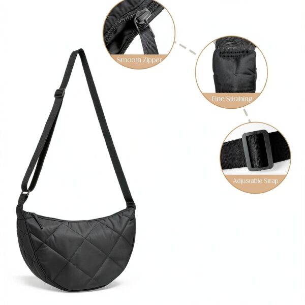 Borsa a mezzaluna GoPaw nylon tracolla regolabile donna-4