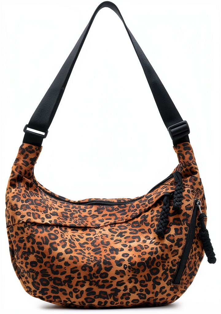 Borsa a tracolla Waleik marrone con motivo leopardato su sfondo neutro