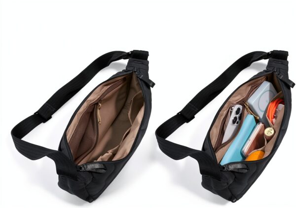 Borsa Tracolla Donna Tomtoc Puffy Verde Nero Bianco Marrone-3