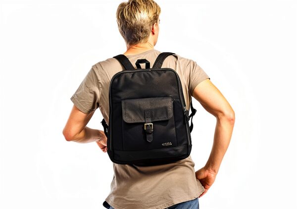 Zaino in pelle Nero Gusti Unisex 8x43x35 cm Elegante e Resistente-1