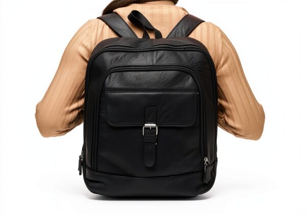 Zaino da Corriere in Pelle di Capra Unisex 32,5x40 cm Elegante-1