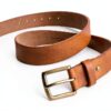 Cintura in pelle Marrone - Taglie 80‑110 cm, fibbia regolabile-4