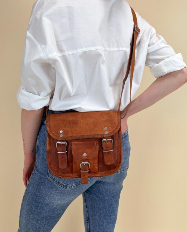 Gusti Borsa a Tracolla in Pelle Vintage H3 Modello Unisex 23x21x9 cm-2
