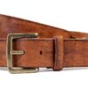 Cintura in pelle Marrone - Taglie 80‑110 cm, fibbia regolabile-0
