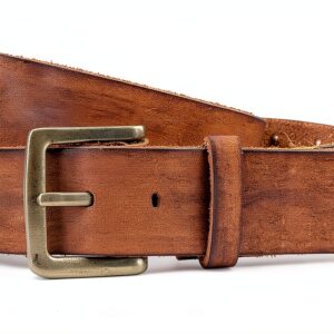 Cintura in pelle Marrone - Taglie 80‑110 cm, fibbia regolabile-0