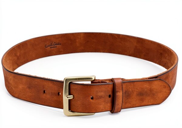 Cintura in pelle Marrone - Taglie 80‑110 cm, fibbia regolabile-3