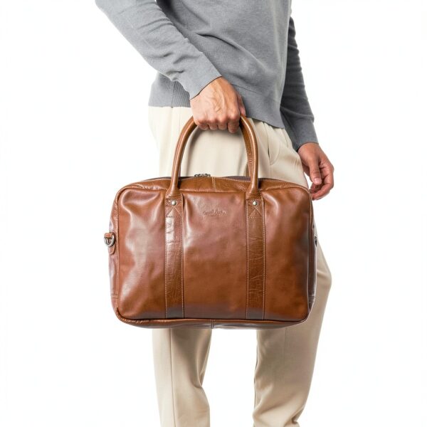 Borsa business in pelle Miele Marrone Valigetta 2B59-20-2wp-1