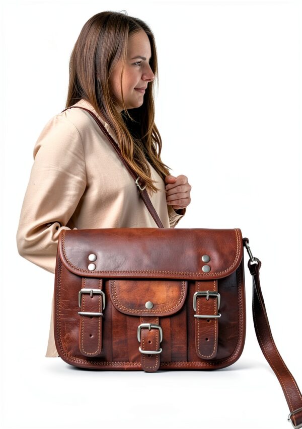 Gusti Borsa a Tracolla in Pelle Vintage H3 Modello Unisex 23x21x9 cm-5