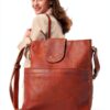 Borsa a tracolla in pelle Gusti Jacqueline S Shopper marrone 30x26 cm-5
