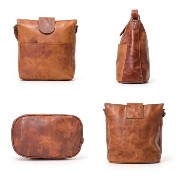 Borsa a tracolla in pelle Gusti Jacqueline S Shopper marrone 30x26 cm-3