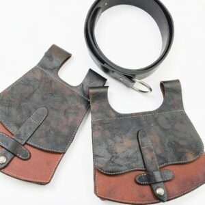 Borsa da Cintura Medievale HiiFeuer in Finta Pelle Marrone C-1
