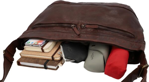 Borsa a tracolla in pelle Nyra vintage Cognac elegante e resistente-4