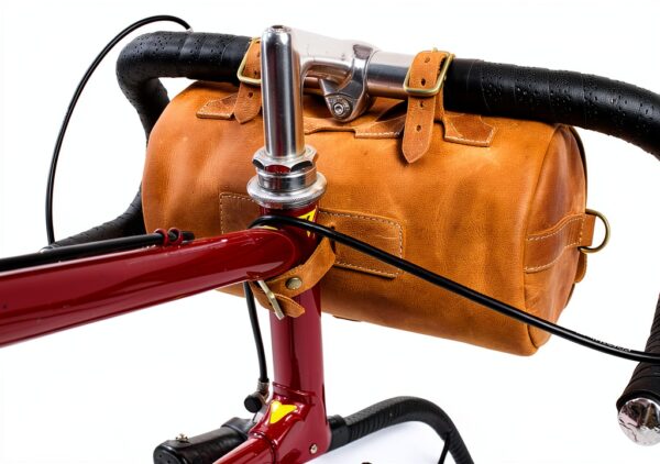 Borsa da manubrio Gusti in pelle marrone con fissaggio 2F61-20-5-2