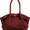 Borsa Makukke in finta pelle scamosciata da donna grande vintage rosso-0