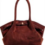 Borsa Makukke in finta pelle scamosciata da donna grande vintage rosso-0