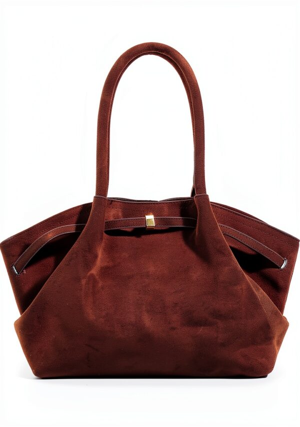 Borsa Makukke in finta pelle scamosciata da donna grande vintage rosso-0