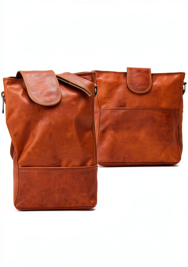 Borsa a tracolla in pelle Gusti Jacqueline S Shopper marrone 30x26 cm-4