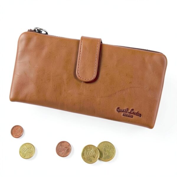 Portafoglio donna in pelle GUSTI 2A257 Nocciola porta carte RFID-1