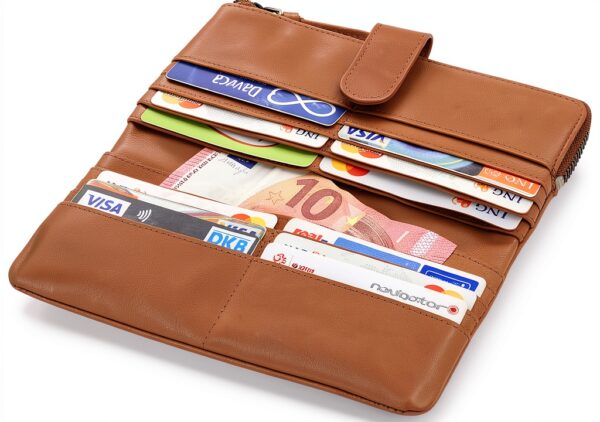 Portafoglio donna in pelle GUSTI 2A257 Nocciola porta carte RFID-2