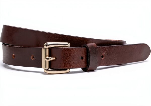cintura in pelle da donna Gusti oro e marrone, design elegante-0