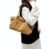 Borsa Makukke in finta pelle scamosciata da donna grande vintage rosso-6