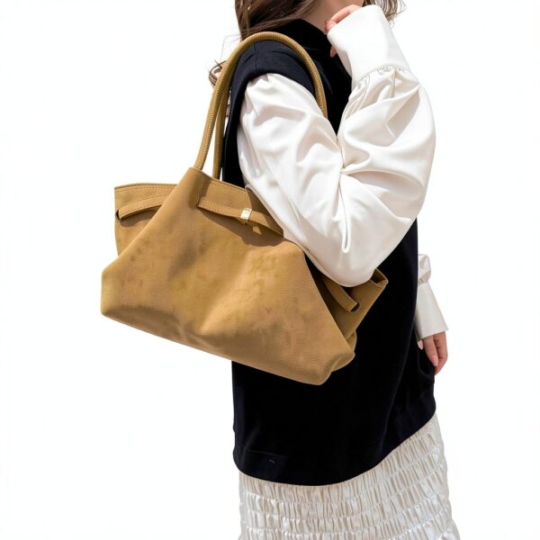 Borsa Makukke in finta pelle scamosciata da donna grande vintage rosso-6