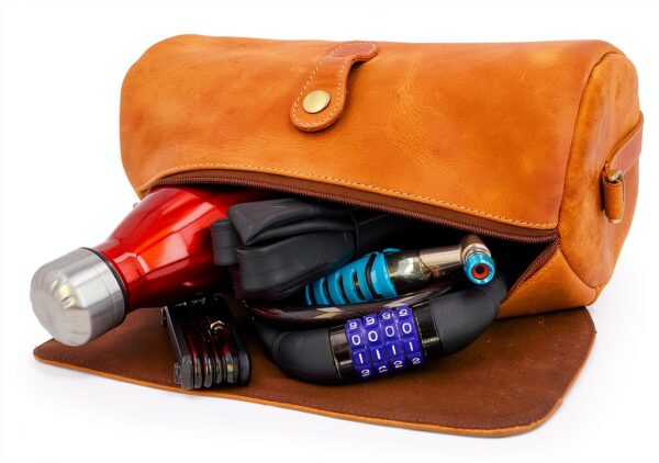 Borsa da manubrio Gusti in pelle marrone con fissaggio 2F61-20-5-3