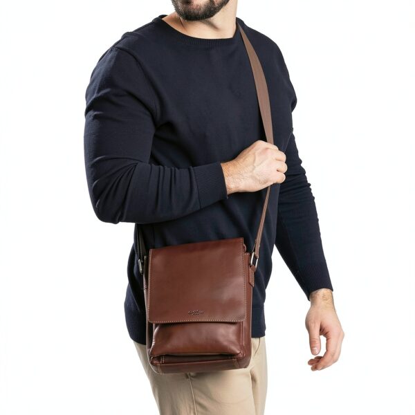 Borsa a spalla in pelle Gusti colby marrone unisex design vintage-2