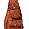Gusti Slingpack Leather - Zaino monospalla in pelle marrone retrò per-0